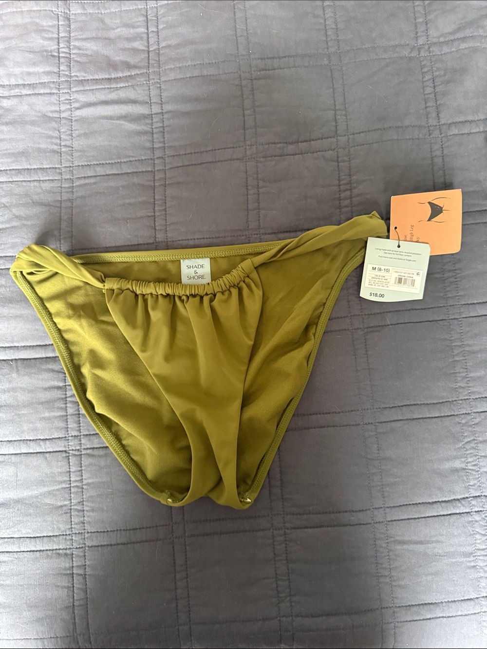 Shade & Shore Olive Bikini Bottom in Moss Green